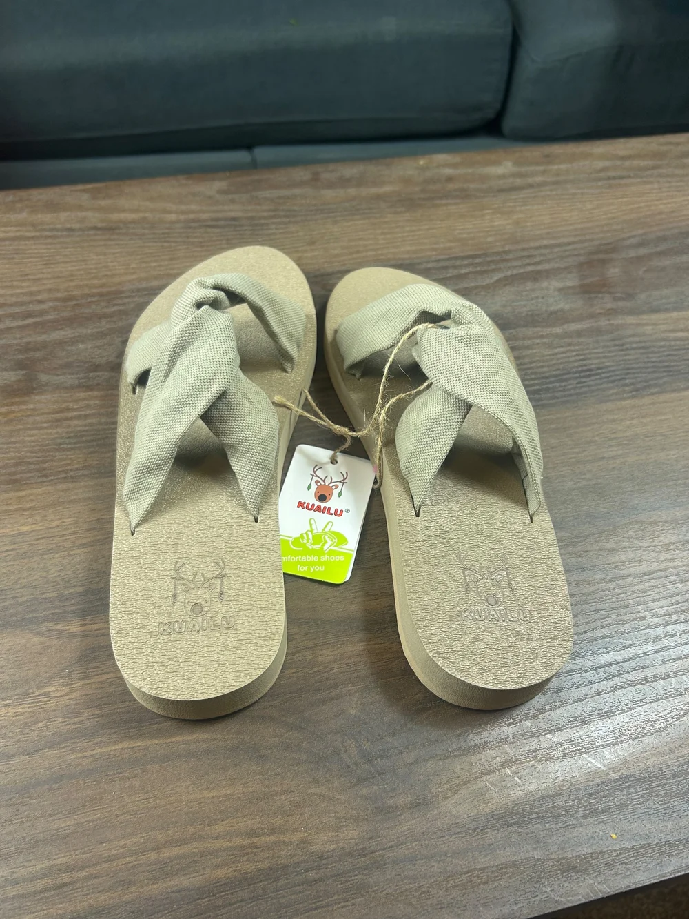 Women's Beige Knotted Slide Sandals